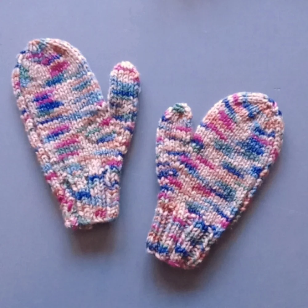 Hand Crafted Handknit Mixed Berry Toddler Mittens 4T